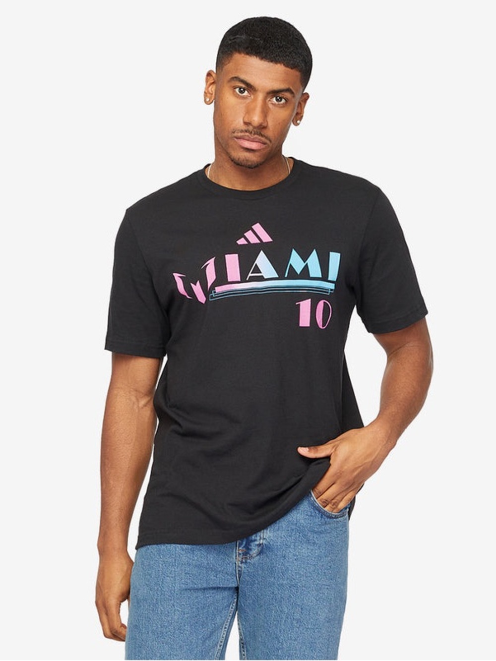 Messi x Adidas Men’s Inter Miami CF MLS Soccer Graphic Logo Black T-Shirt
